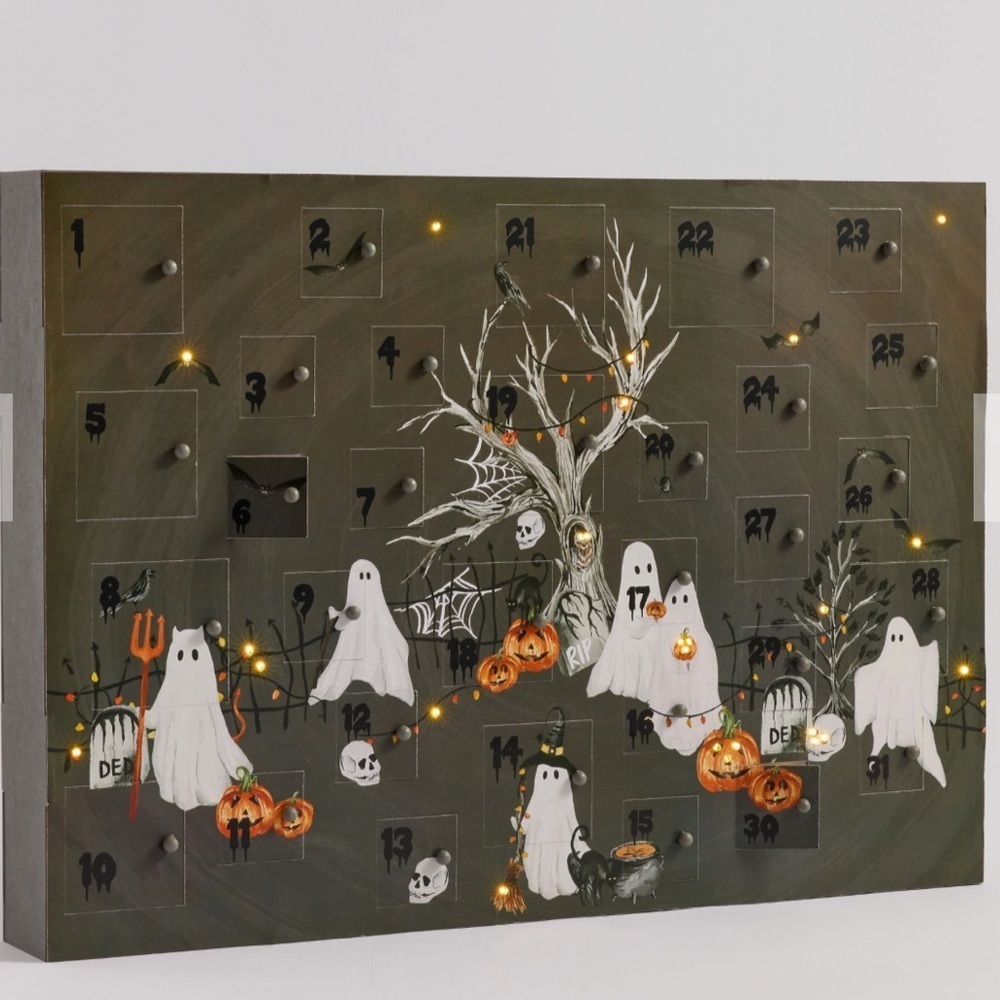New Pottery Barn Light Up Halloween Ghost Advent Calendar 24x17x3 - Picture 3 of 6